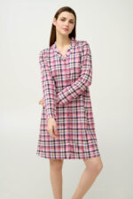 Βαμβακερό Κουμπωτό Καρό Νυχτικό