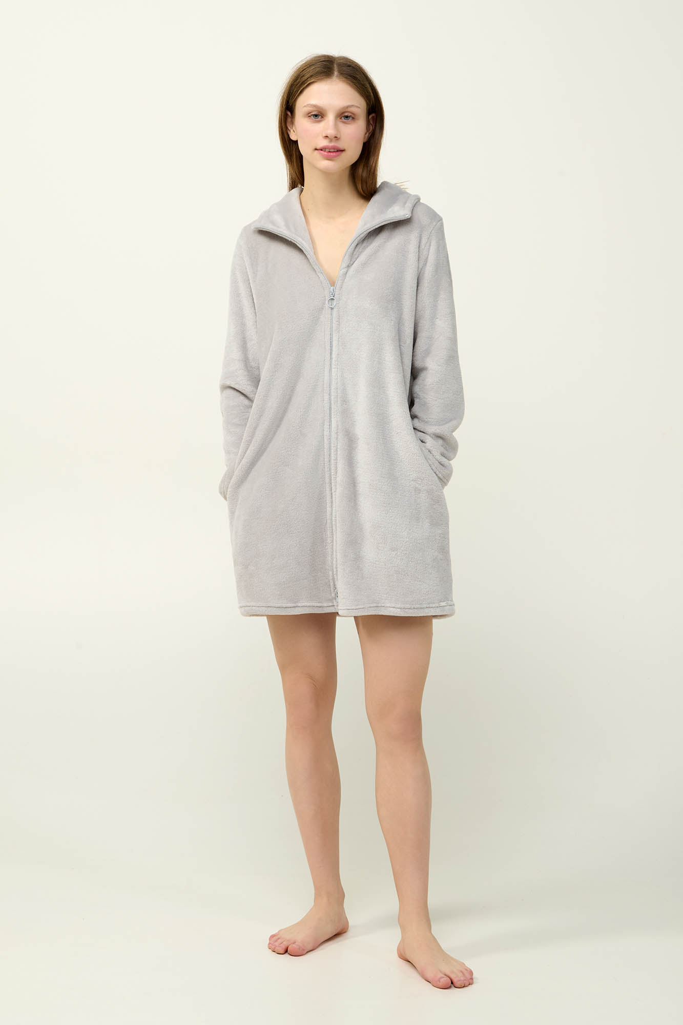 1_0871090743 Γυναικεία Fleece Ρόμπα με Φερμουάρ - Image 1