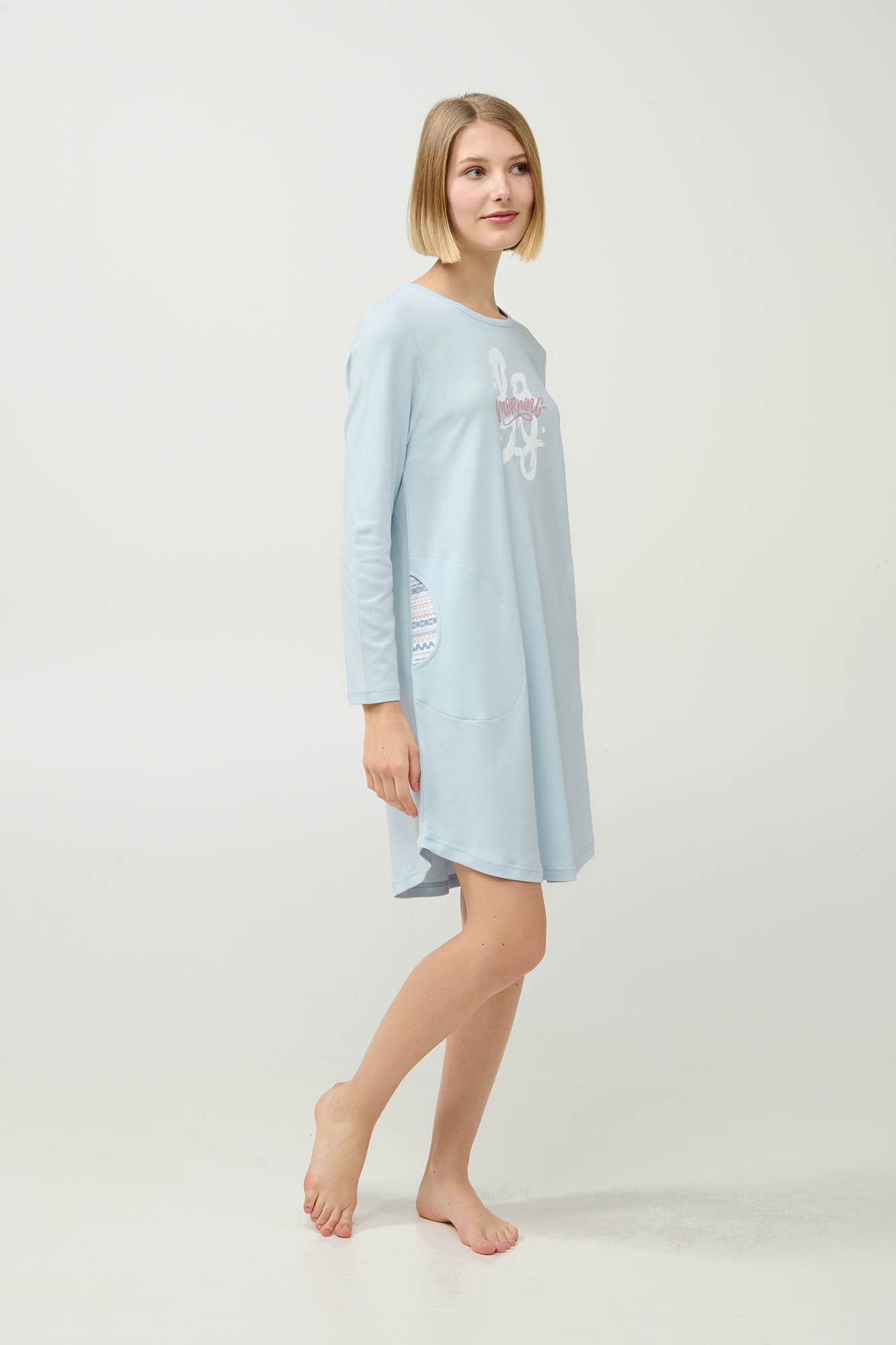 1_0926005799 Γυναικείο Βαμβακερό Νυχτικό με Τσέπες - Image 1