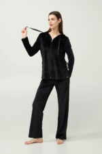 Γυναικείο Velvet Lounge Set με Κουκούλα