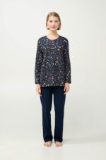 Βαμβακερή Γυναικεία Πυτζάμα με Μανσέτες - Image 2