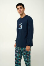 Ανδρική Βαμβακερή Πυτζάμα με Μανσέτες - Image 2