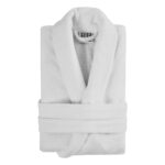 Beauty Home Μπουρνούζι Assist βελουτέ με γιακά Art Ε3054 55%Cot-45%Pol 300gsm Λευκό - Image 2