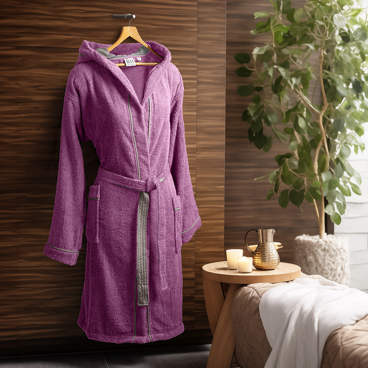 3429 Beauty Home Μπουρνούζι με κουκούλα Art 3429 Μωβ - Image 1