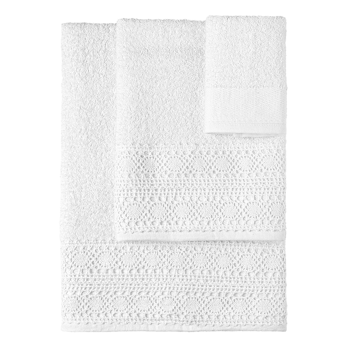 3441 Beauty Home Σετ πετσέτες 3τμχ με δαντέλα Art 3441 (30x50+50x90+70x140) Λευκό - Image 1