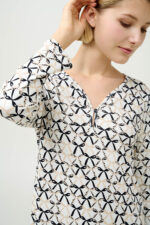 Μακρύ Βαμβακερό Νυχτικό με Φιόγκους - Image 3