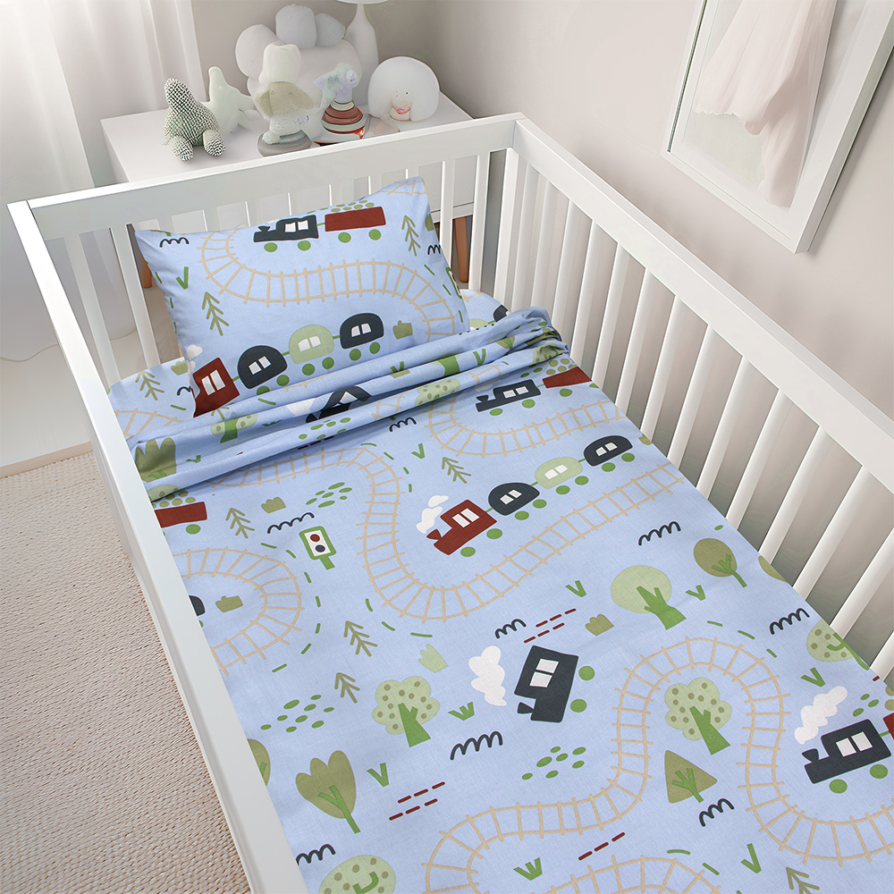 4500001160 LINO BEBE ΣΕΤ ΣΕΝΤΟΝΙΑ FOREST EXPRESS PETROL 120X180 - Image 1