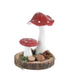 Beauty Home 2 μανιτάρια σε ξύλινη βάση  Ø9.5 x 12.5 cm