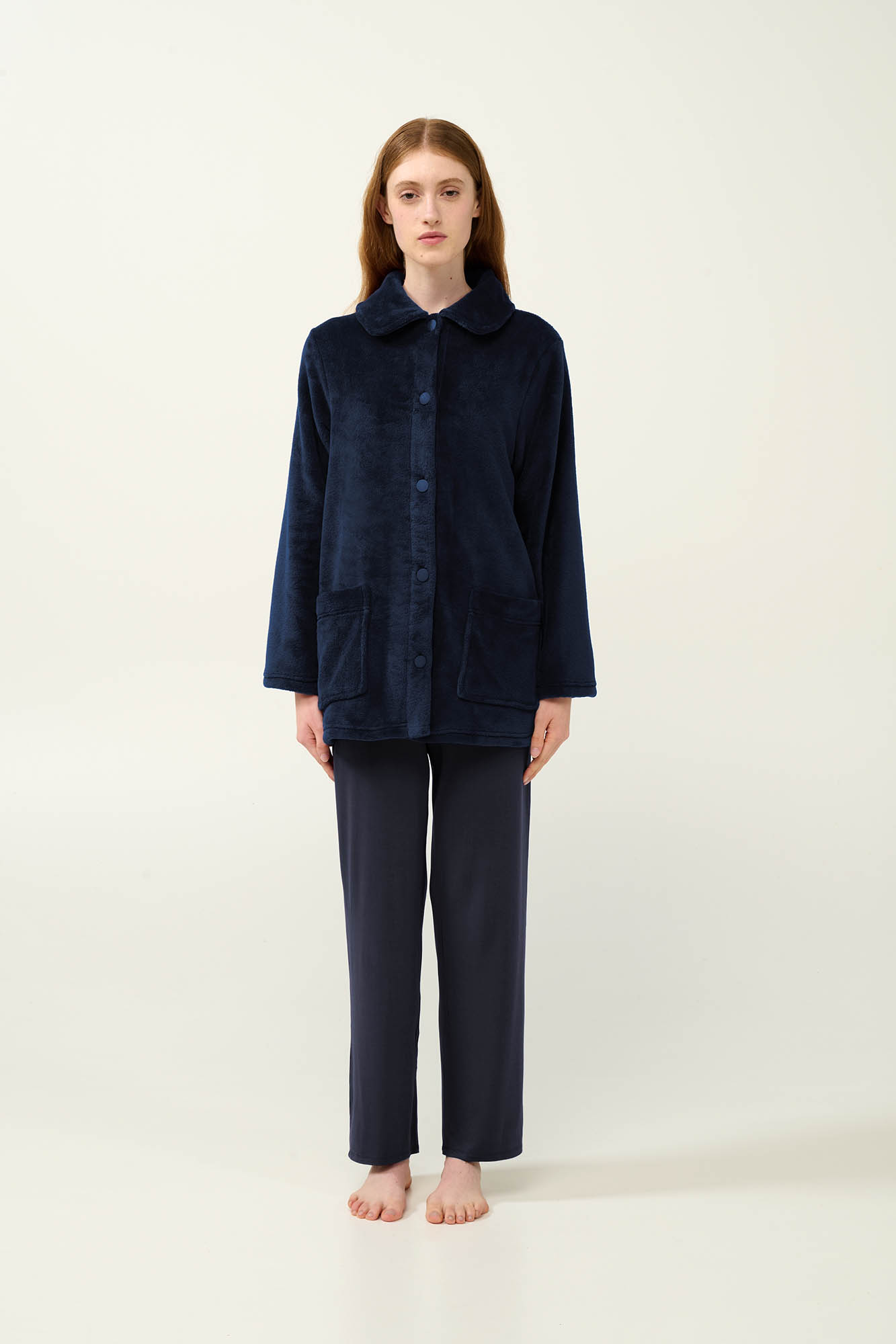 4_0229617698 Γυναικεία Κουμπωτή Fleece Ρόμπα - Image 1