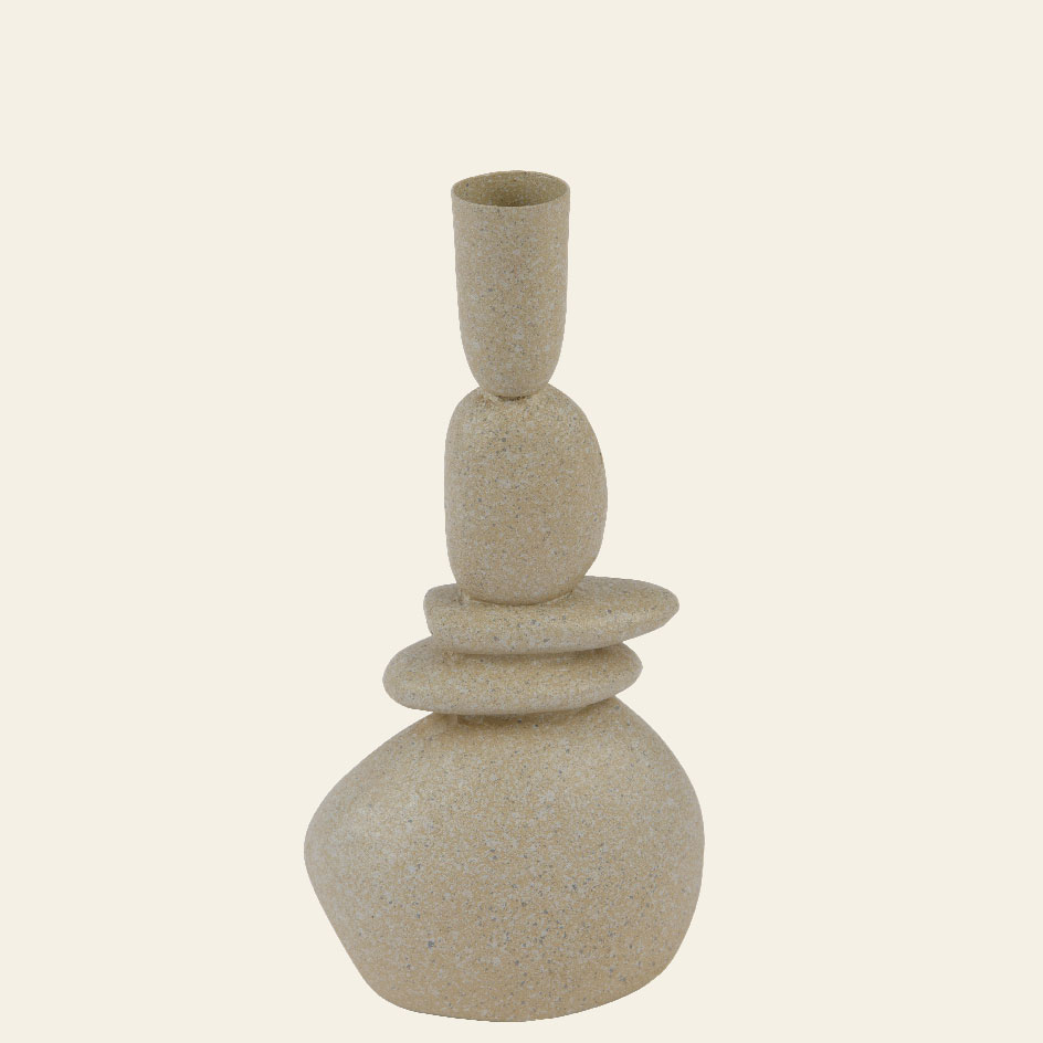 4c19f169-d178-4380-aab5-357d252c07c9 Beauty Home Κηροπήγιο Με Όψη Πέτρας 6 x 9.6 x 19.5 CM - Image 1