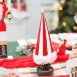 Beauty Home Διακοσμητικό Ριγέ Δέντρο με Γούνινη Λεπτομέρεια, Κόκκινο-Λευκό-Χρυσό Ø6 x 20 cm - Image 3