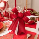 Beauty Home Σετ 2 Κόκκινων Βελούδινων Φιογκών με  Γκλίτερ 13 x 16 cm - Image 2