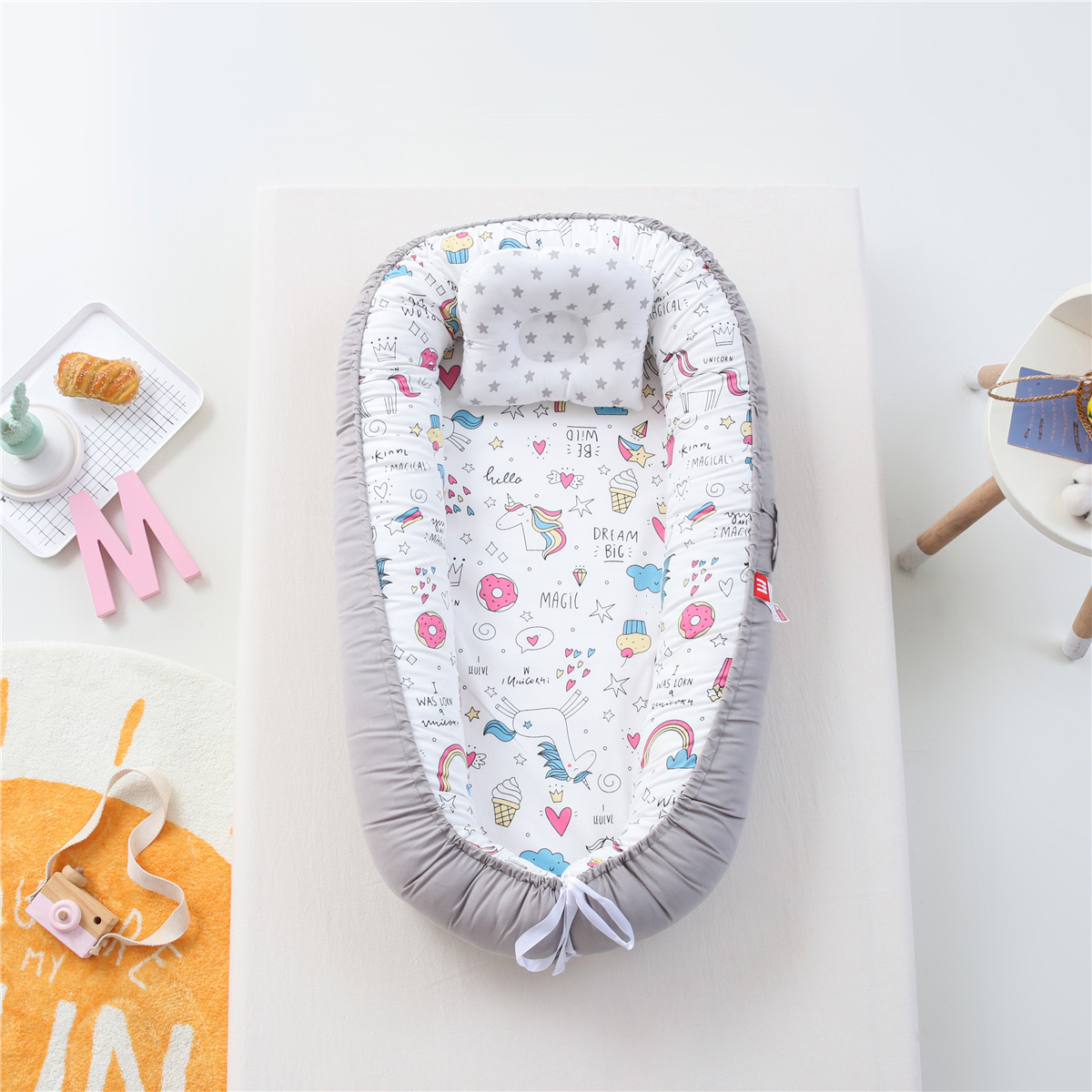 5349 Beauty Home Bρεφική φωλιά με μαξιλάρι Art 5349 53x88 Γκρι - Image 1