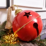 Beauty Home Διακοσμητικό Κόκκινο-Χρυσό Κουδούνι με Σχοινί για Κρέμασμα Ø30cm - Image 3