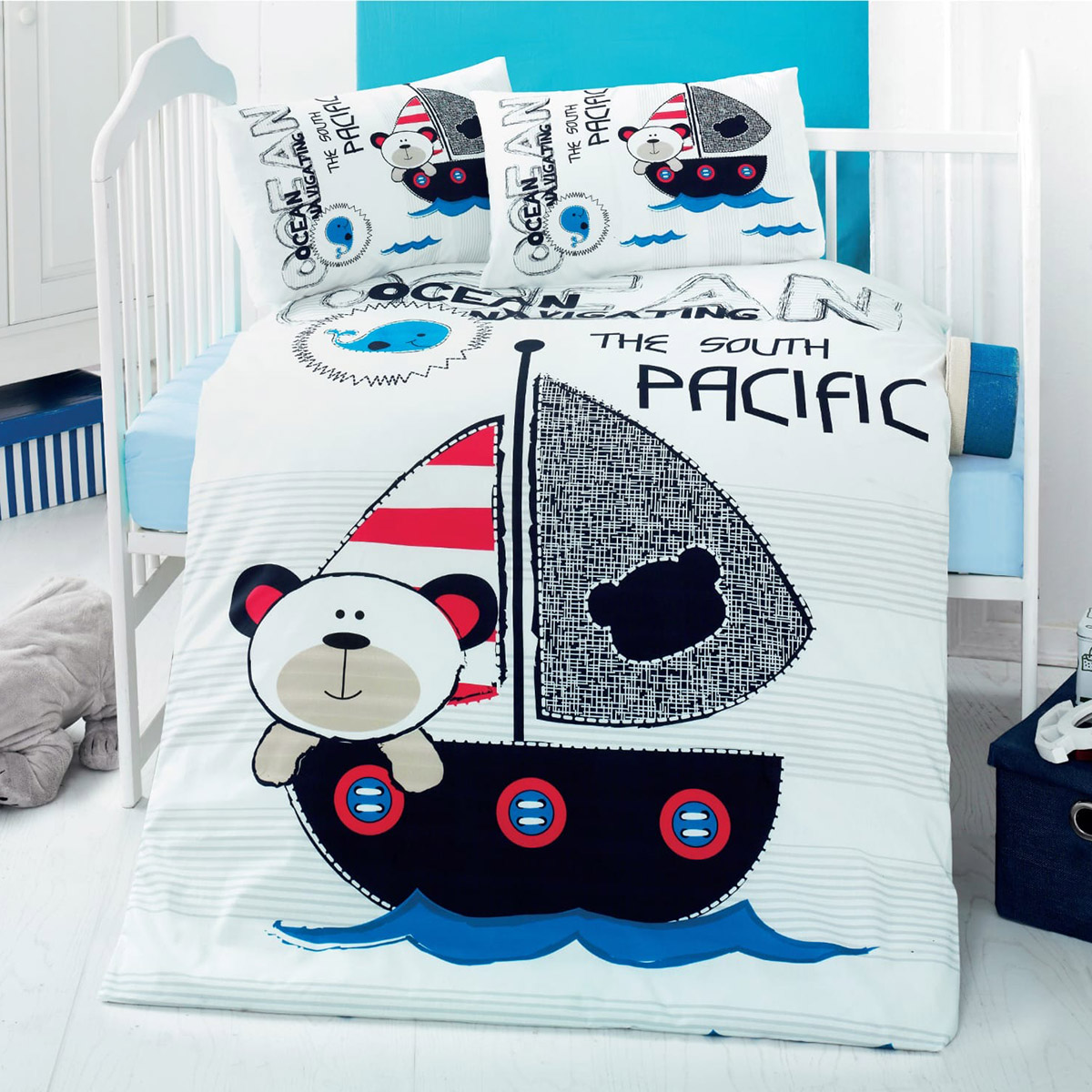 5606 Beauty Home Σετ σεντόνια βρεφικά Art 5606 100x150 Μπλε - Image 1