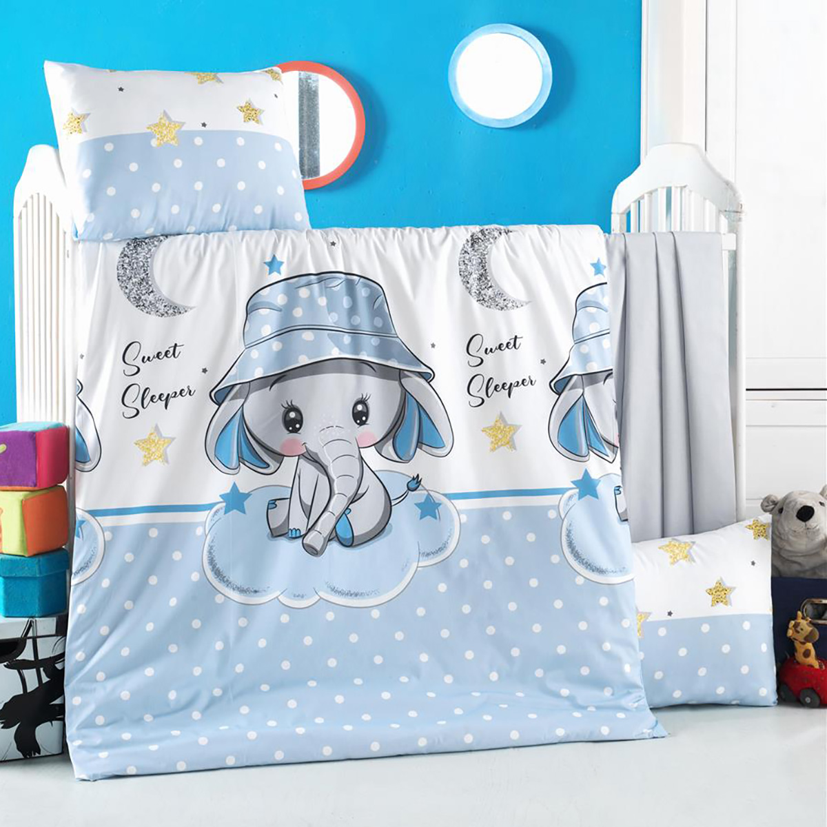 5617 Beauty Home Σετ σεντόνια βρεφικά Art 5617 100x150 Γαλάζιο - Image 1