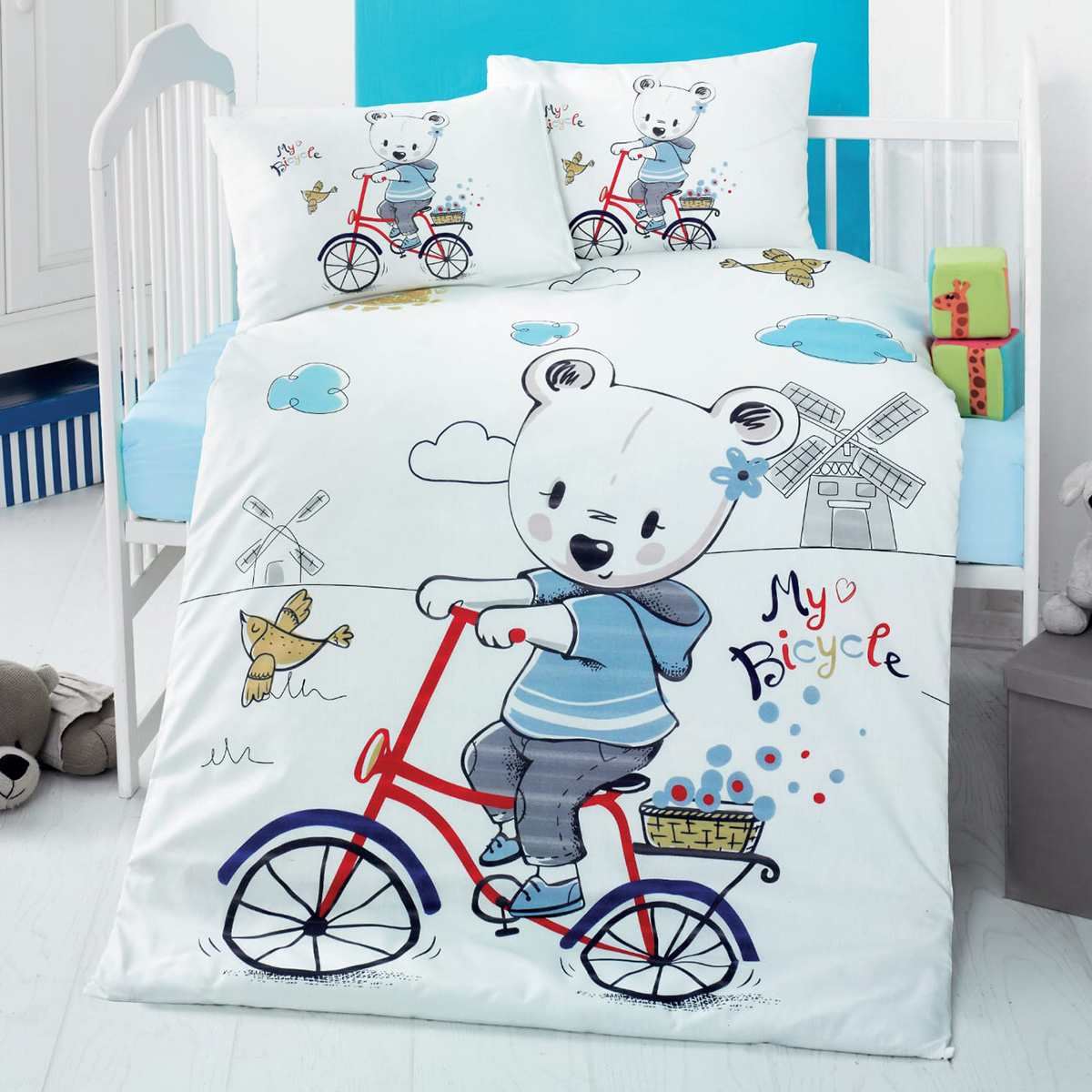 5620 Beauty Home Σετ σεντόνια βρεφικά Art 5620 100x150 Μπλε - Image 1