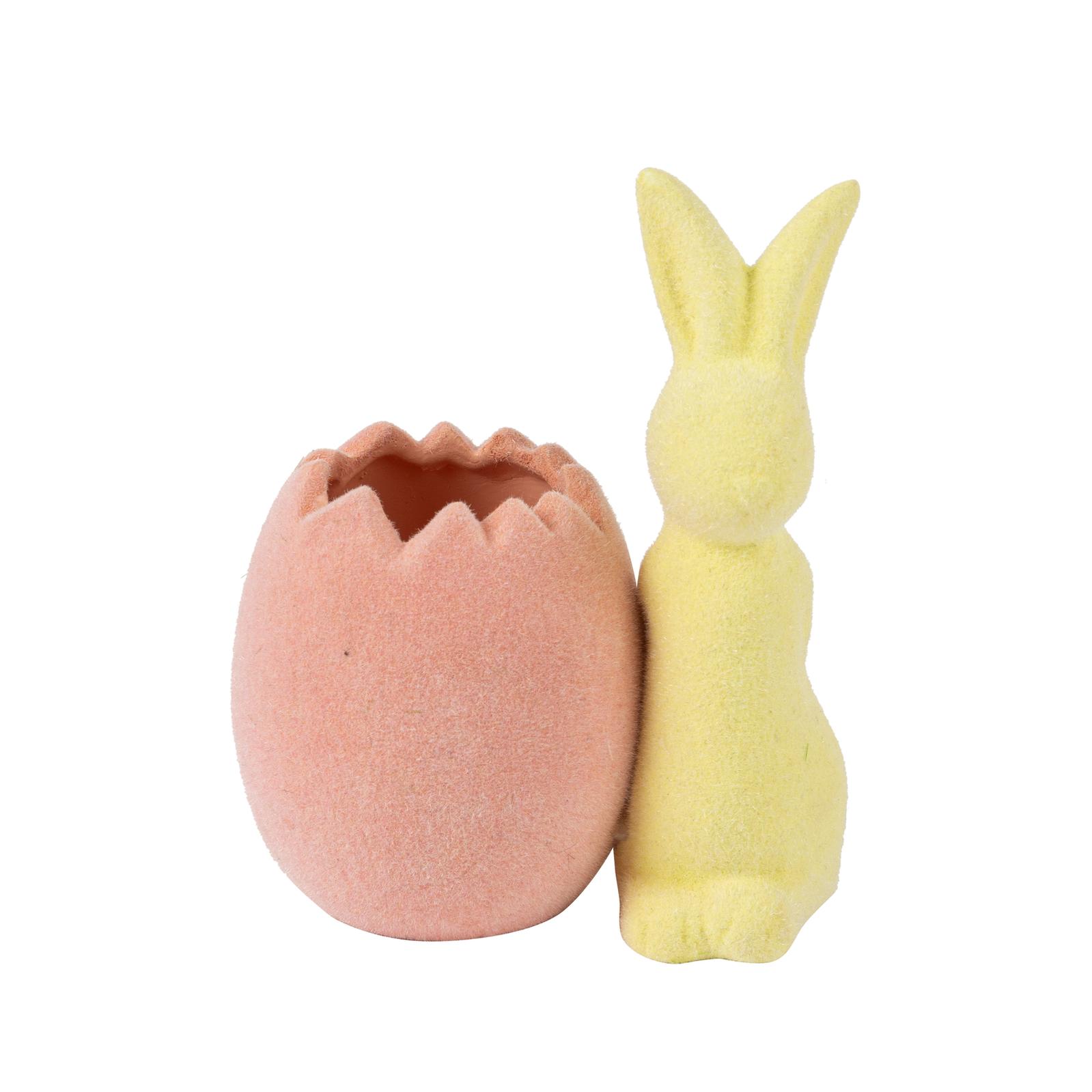 58330ff7-a0d3-4f01-8b25-168fcc2b44c9 Beauty Home Κεραμικό Βάζο Λαγός Κίτρινος με Ροζ Αυγό 8×10,7×5,8 CM - Image 1