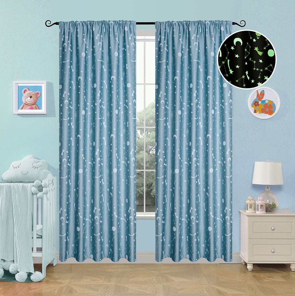 6141-blue-a Beauty Home Κουρτίνα φωσφορίζουσα με τρέσα Art 6141 140x270 Σιέλ - Image 1