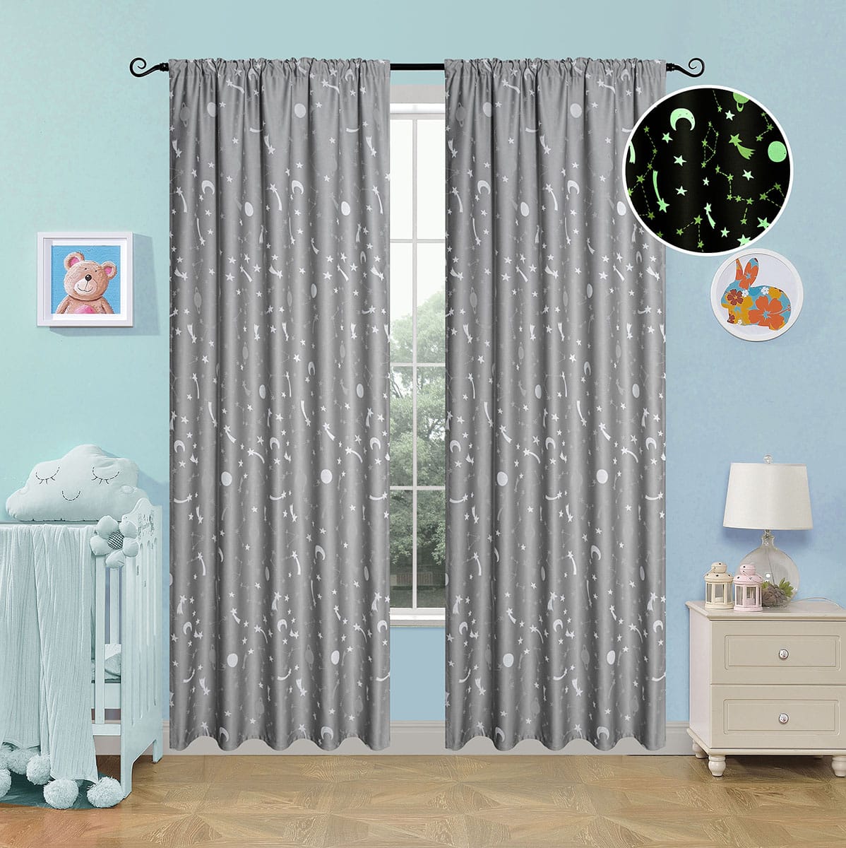 6141-grey-a Beauty Home Κουρτίνα φωσφορίζουσα με τρέσα Art 6141 140x270 Γκρι - Image 1