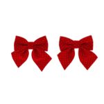 Beauty Home Σετ 2 Κόκκινων Βελούδινων Φιογκών με Χρυσά Στρας 15 x 15 cm