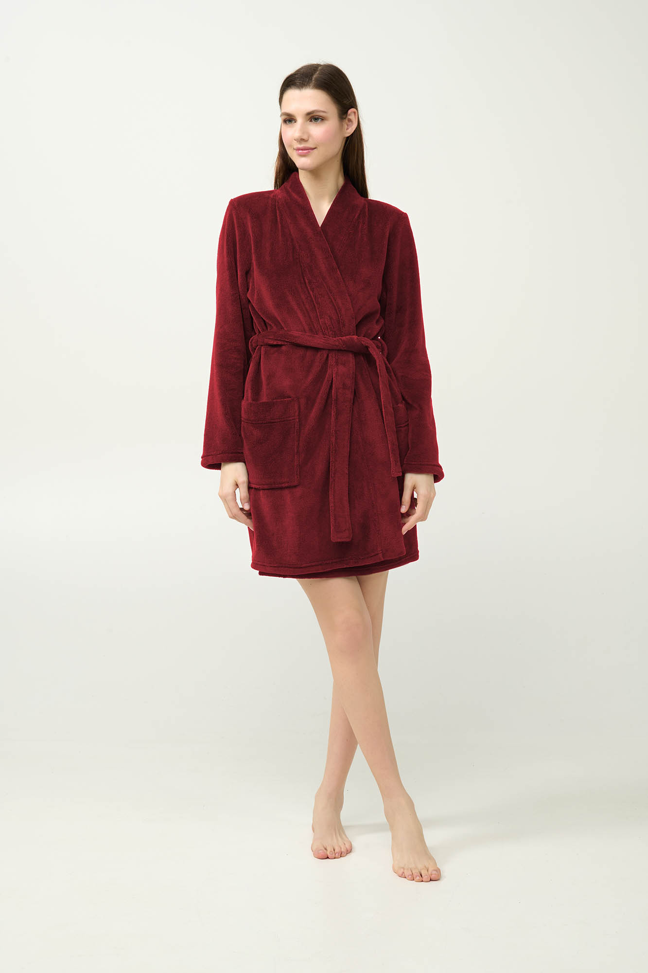 6_0330357988 Γυναικεία Σταυρωτή Fleece Ρόμπα - Image 1