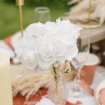 Beauty Home Μπουκέτο με 3 αφρώδη τριαντάφυλλα λευκά ø7×26.5cm - Image 3