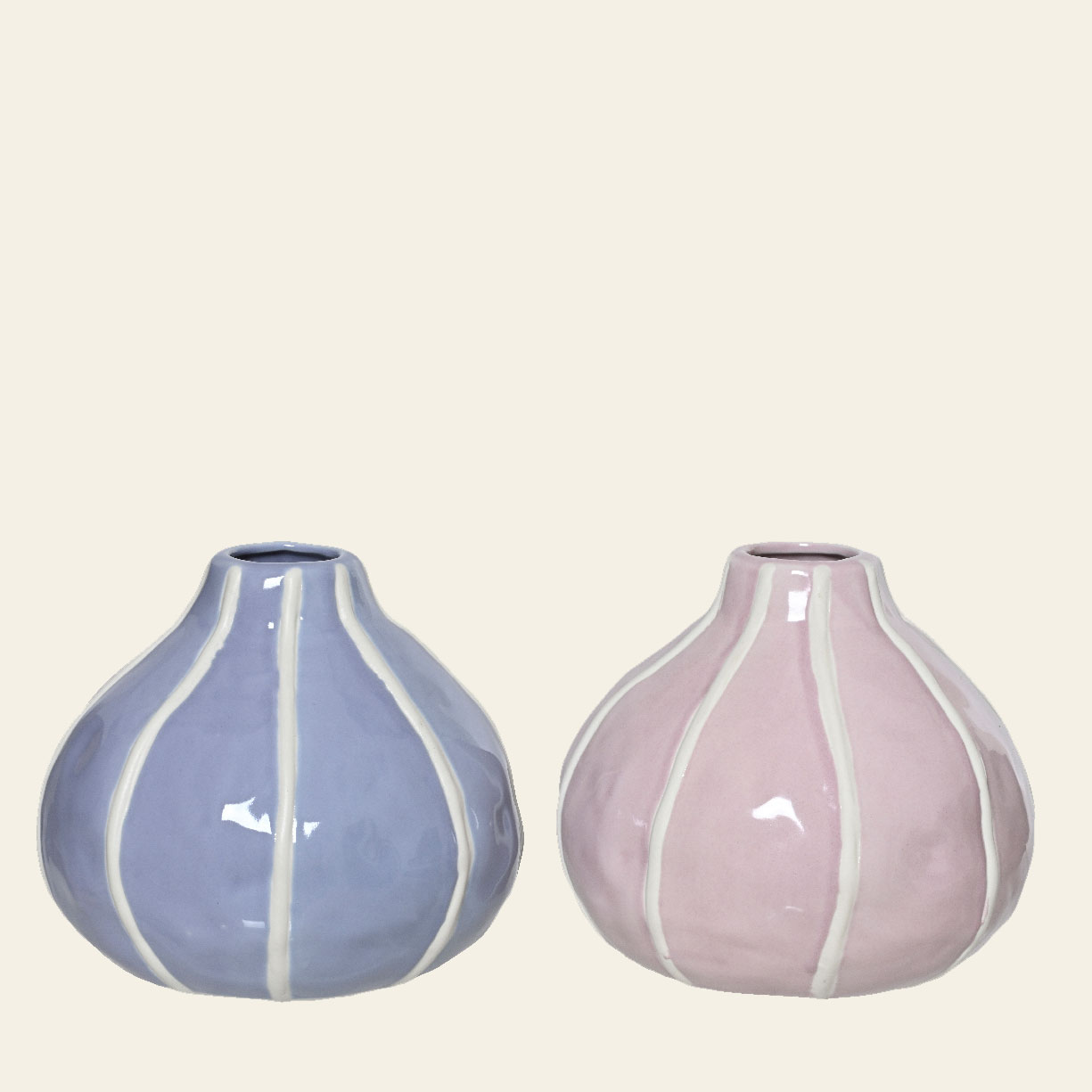 74d664f3-e4cc-464c-a96c-f42c619b0028 Beauty Home Βάζο Πορσελάνης με Ρίγα 15.5 x 13.5 CM - Image 1