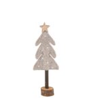 Beauty Home Δέντρο με Αστέρι σε Ξύλινη Βάση, Τσόχα Ταμπά και Λευκή Κεντητή Διακόσμηση 21 x 7,5 cm