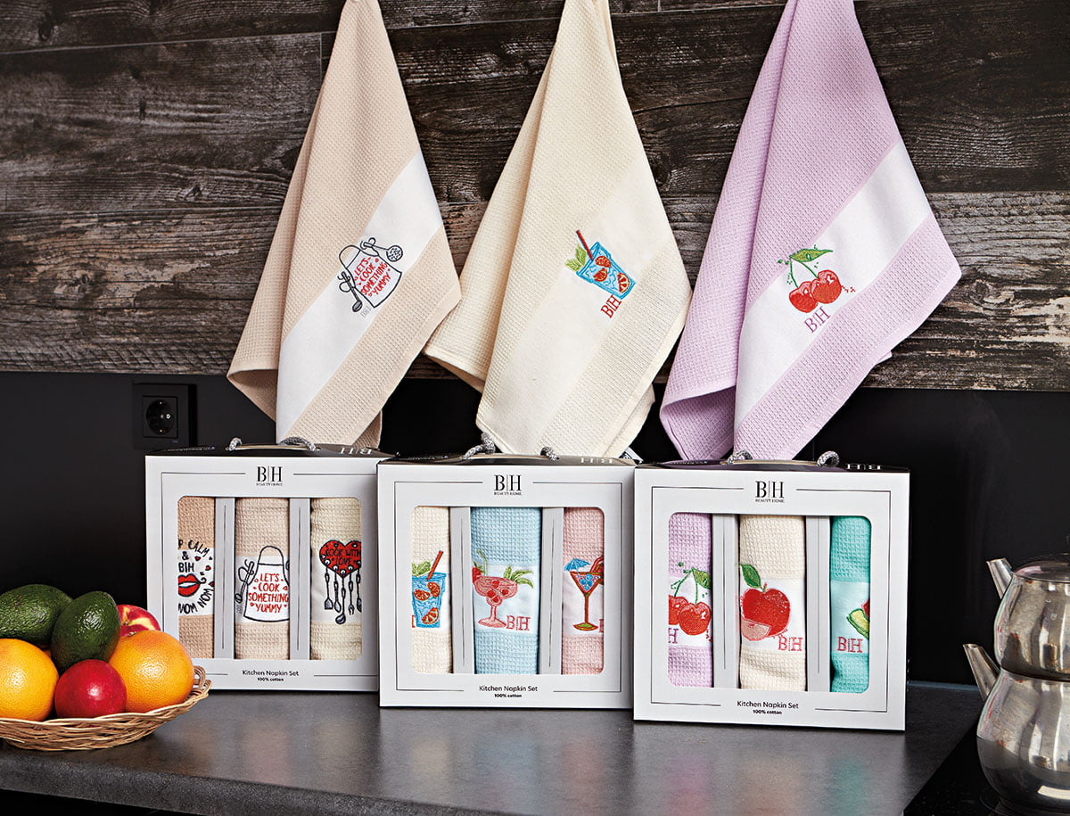 8286 Beauty Home Ποτηρόπανα σετ 3τμχ Cook Art 8286 40x60 Μπεζ - Image 1