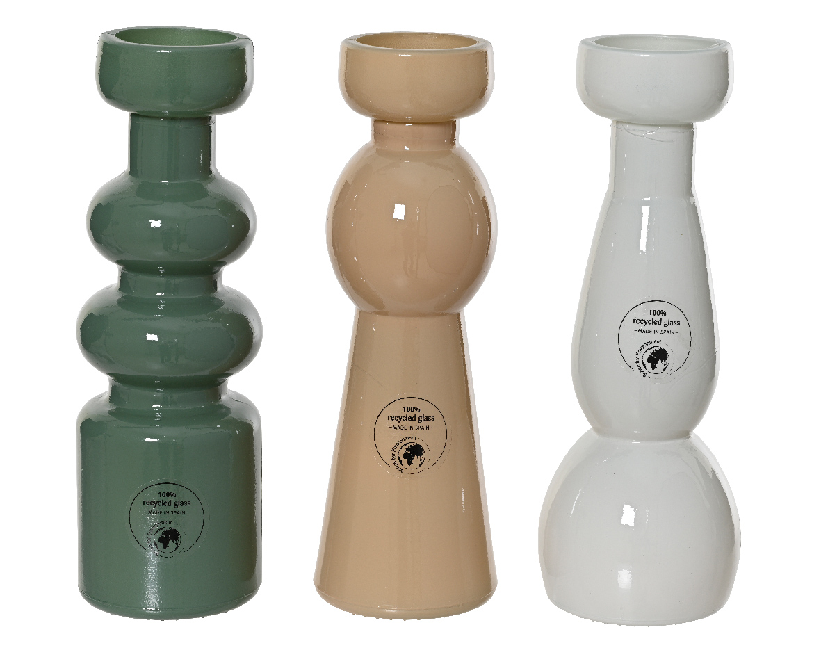 8413601d-8e4b-4fe1-86e5-ef2633718768 Beauty Home Κηροπήγιο Από Ανακυκλωμένο Γυαλί 6.5 x 20 cm - Image 1