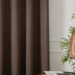 Beauty Home Κουρτίνα μεσαίας σκίασης με 8 μεταλλικούς κρίκους Illusion Art 8445 140x270 Καφέ - Image 3