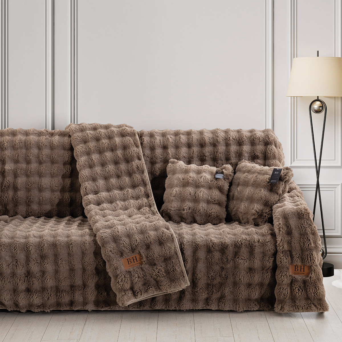 8722 Beauty Home Γούνινο ριχτάρι Μονοθέσιο Art 8722 180x160 Μόκα - Image 1