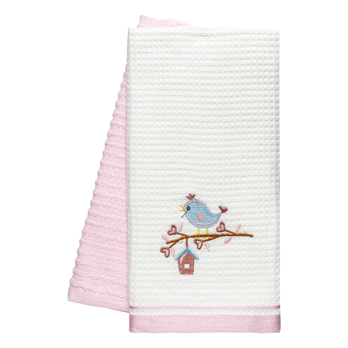 8821 Beauty Home Ποτηρόπανα σετ 2τμχ Bird Art 8821 40x60 Ροζ - Image 1