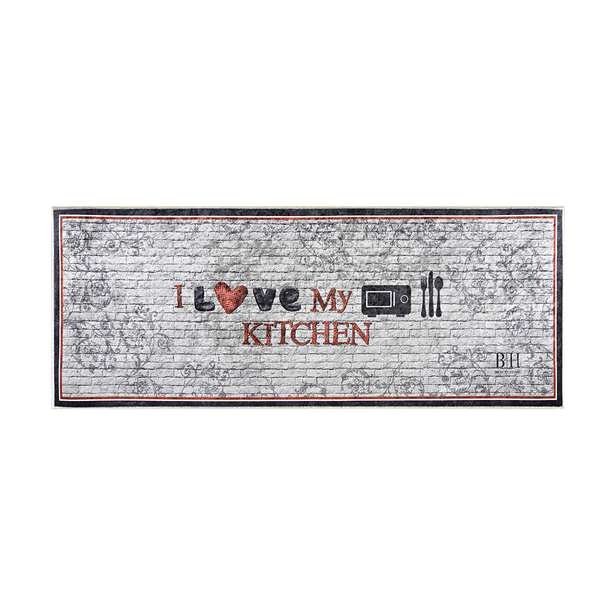 9015 Beauty Home Πατάκι κουζίνας 9015 60x160 Γκρι,Κόκκινο - Image 1