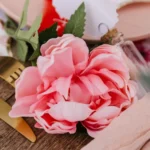 Beauty Home Διακοσμητικό κλαδί παιώνιας ροζ και πράσινο 56x10cm - Image 2