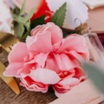 Beauty Home Διακοσμητικό κλαδί παιώνιας ροζ και πράσινο 56x10cm - Image 3