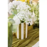 Beauty Home Κεραμικό Βάζο Iona Ριγέ Λαδί – Λευκό 9,5 x 13,5 CM - Image 2