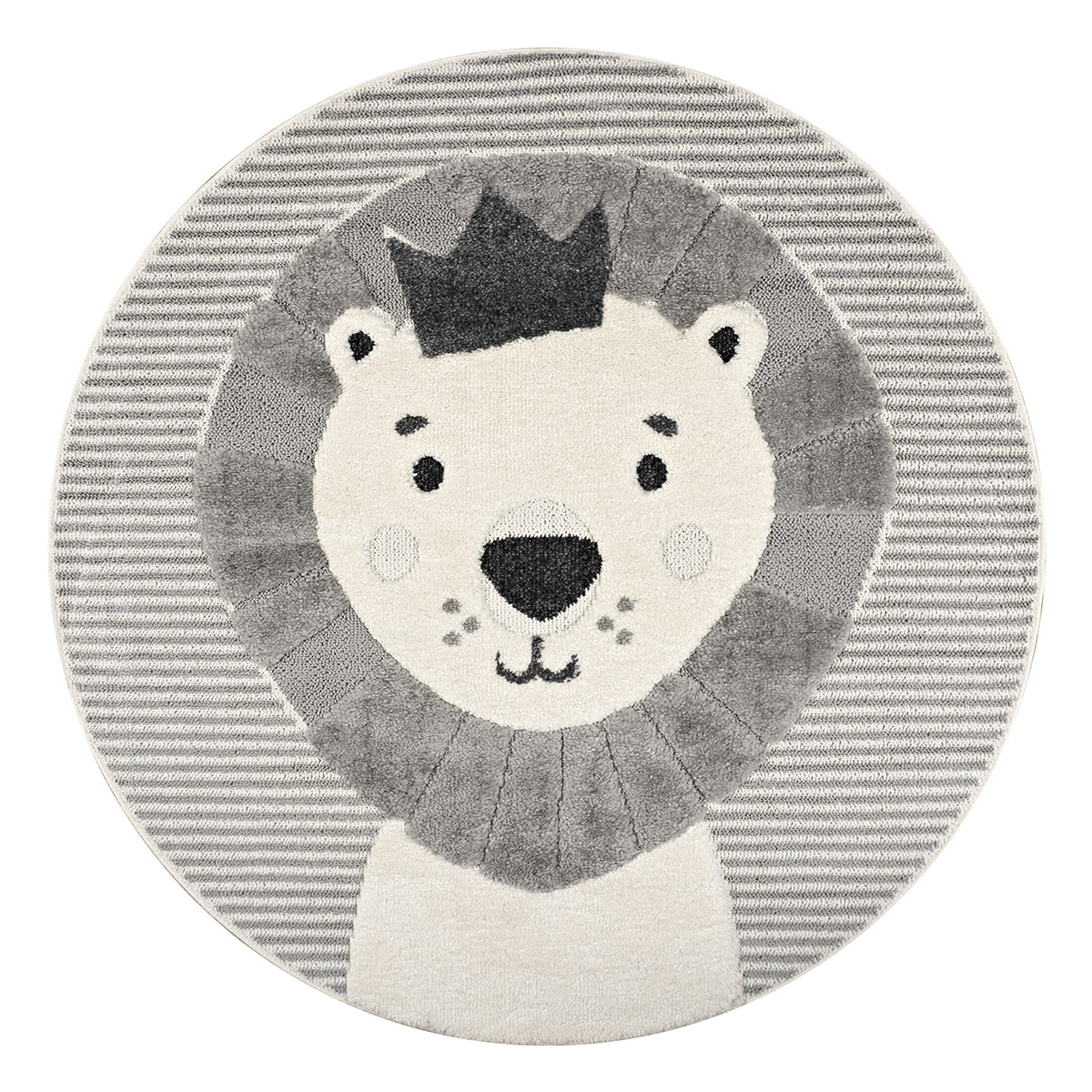 9556_round Beauty Home Ροτόντα Loop Art 9556 133x133 Grey White Γκρι Λευκό - Image 1