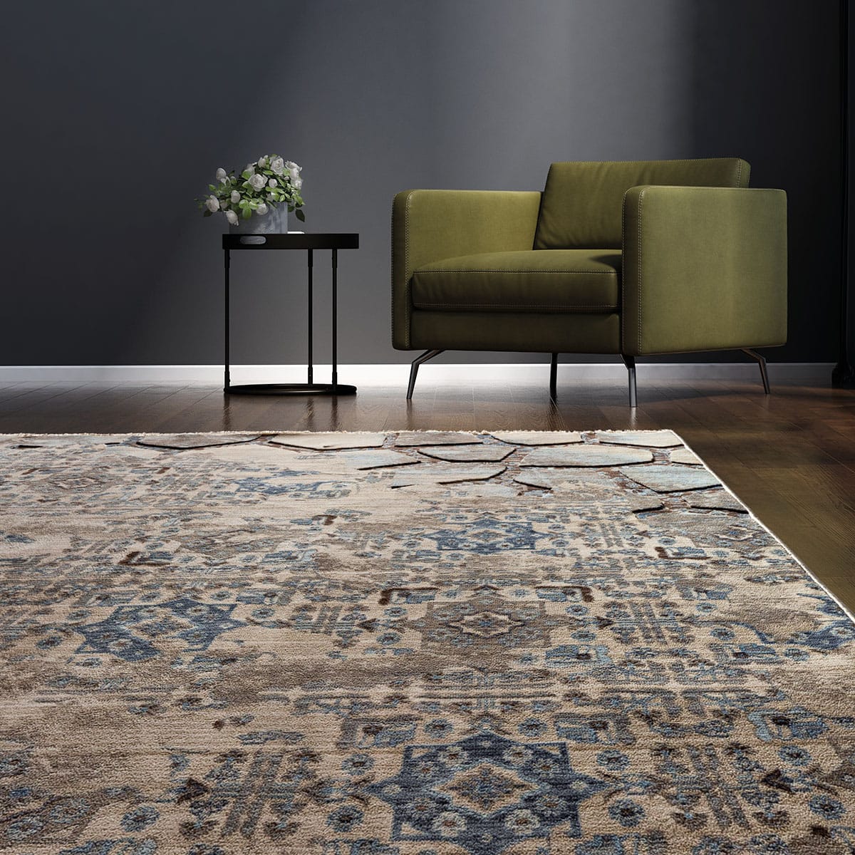 9625_concept Beauty Home Πατάκι Bliss Art 9625 67x220 Μπεζ,Μόκα,Μπλε - Image 1