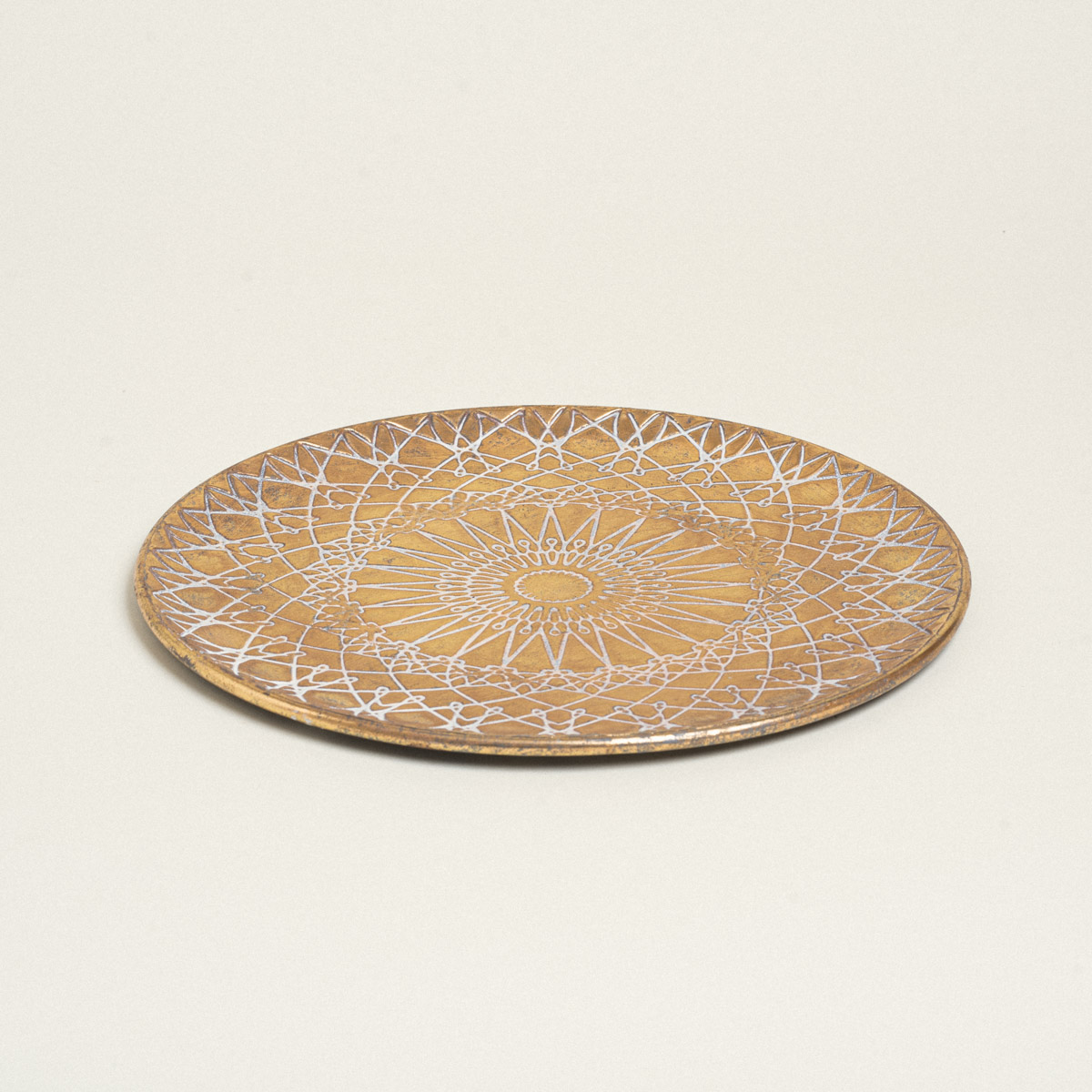 LK1_2178 Beauty Home ΠΙΑΤΕΛΑ ΜΕΤΑΛΛΙΚΗ ΧΡΥΣΟ ΑΝΤΙΚΕ ΑΝΑΓΛΥΦΗ 38 cm - Image 1