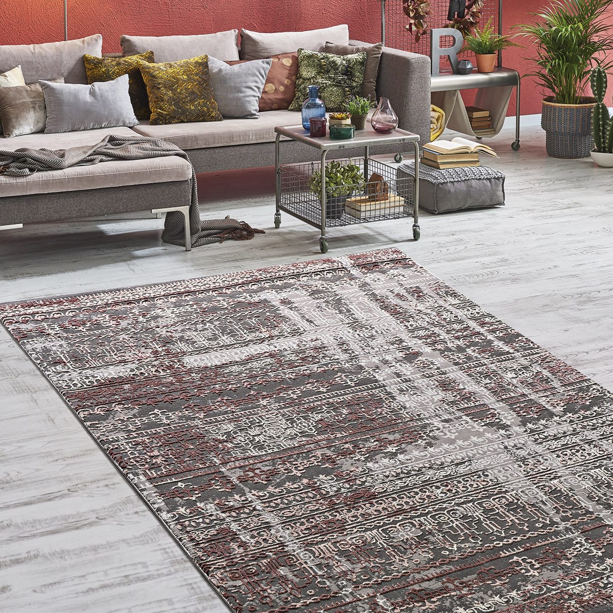 Stylish_9425 Beauty Home Χαλί Stylish Art 9425 200x290 Γκρι,Ροζ - Image 1