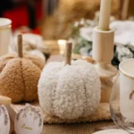 Beauty Home Κολοκύθα υφασμάτινη μπουκλέ λευκή Ø11 x 13 cm - Image 3