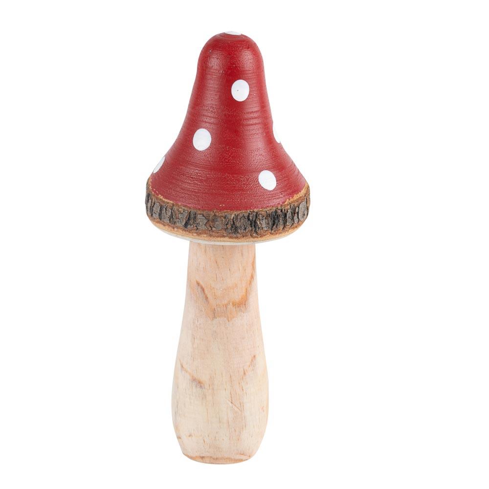 aa24ac18-643a-4800-9203-36a2f7a7225e Beauty Home Μανιτάρι ξύλινο κόκκινο και λευκό Ø6 x 16 cm - Image 1