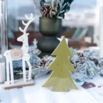 Beauty Home Διακοσμητικός Τάρανδος με Μικρά Αστέρια, Λευκό Ξύλο & Χρυσό-Ασημί Γκλίτερ 10x25x5cm - Image 4