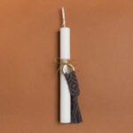 Beauty Home ΛΑΜΠΑΔΑ 25cm ΜΑΚΡΑΜΕ ΜΠΡΕΛΟΚ ΓΚΡΙ ΜΕ ΦΙΟΓΚΟ ΣΕ ΣΥΣΚΕΥΑΣΙΑ ΔΩΡΟΥ