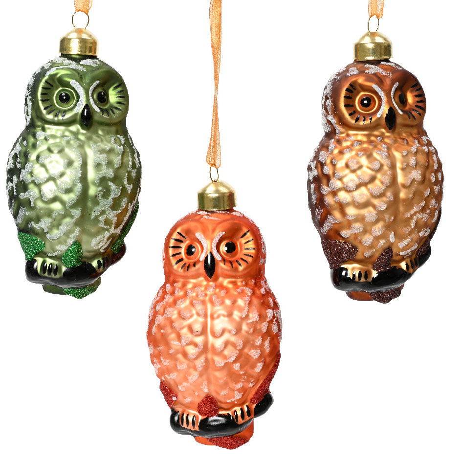 d12788f0-2269-4c90-a8b8-5fc32a4d2844 Beauty Home Γυάλινο Στολιδι Κουκουβάγια 5.5cm x 7cm x 13.5cm - Image 1