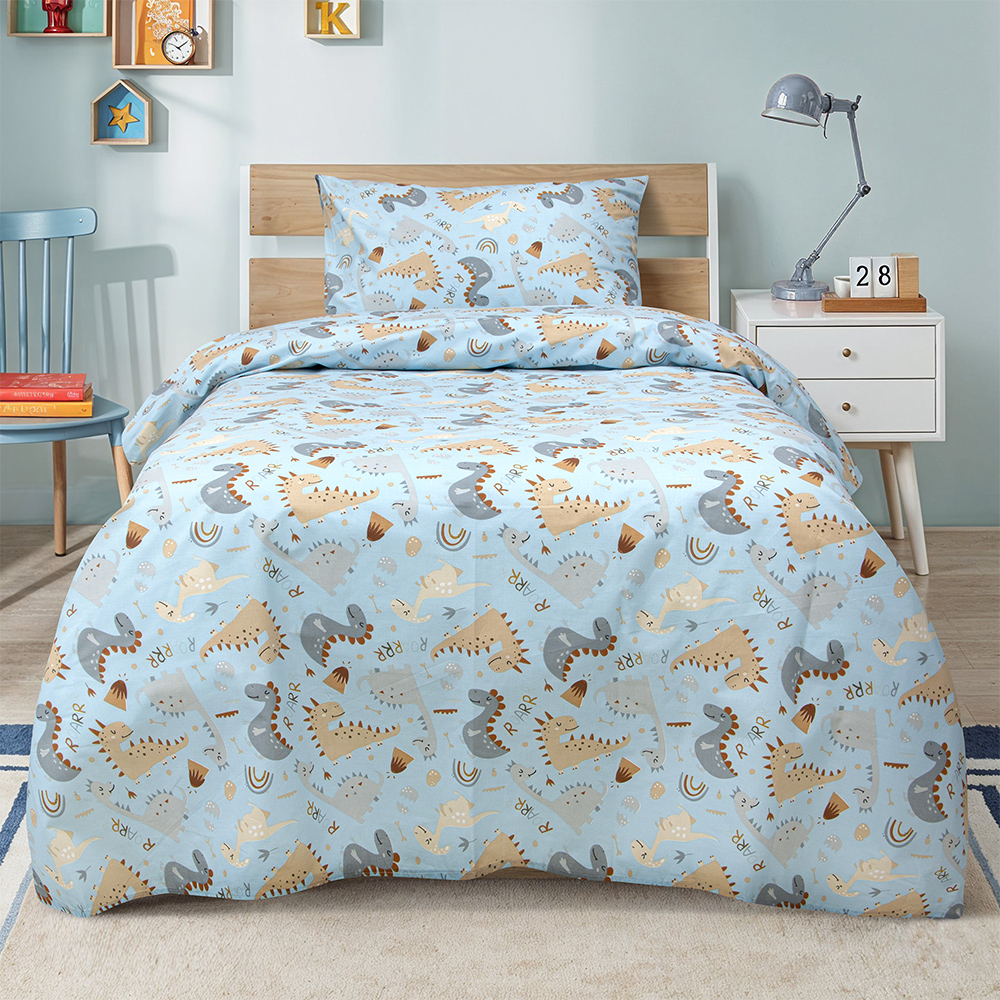 1500005268 LINO ΠΑΙΔΙΚΑ ΣΕΤ ΣΕΝΤΟΝΙΑ JURRASIC NAP PETROL 170X260 - Image 1