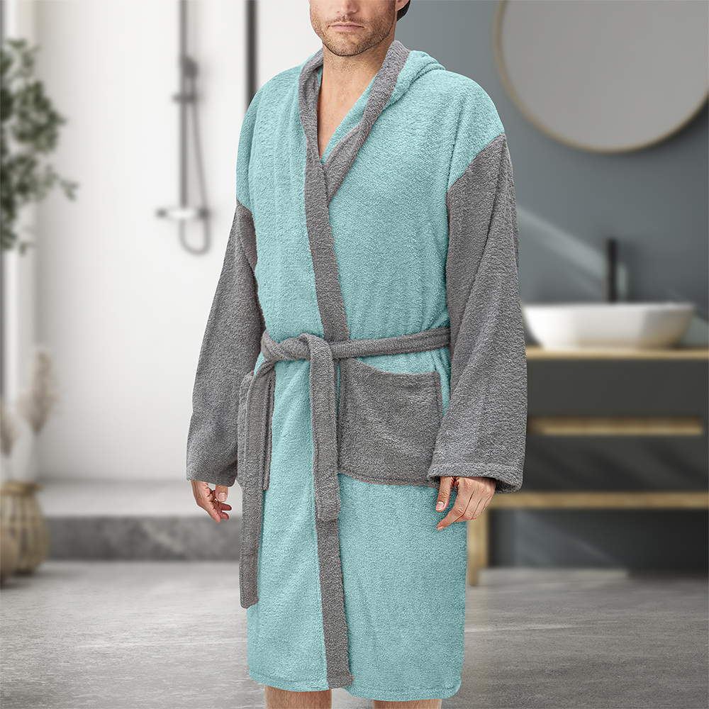 2300001157 LINO Μπουρνούζι με κουκούλα Small Revel Μέντα - Image 1