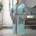 LINO Μπουρνούζι με κουκούλα Medium Revel Μέντα - Image 6